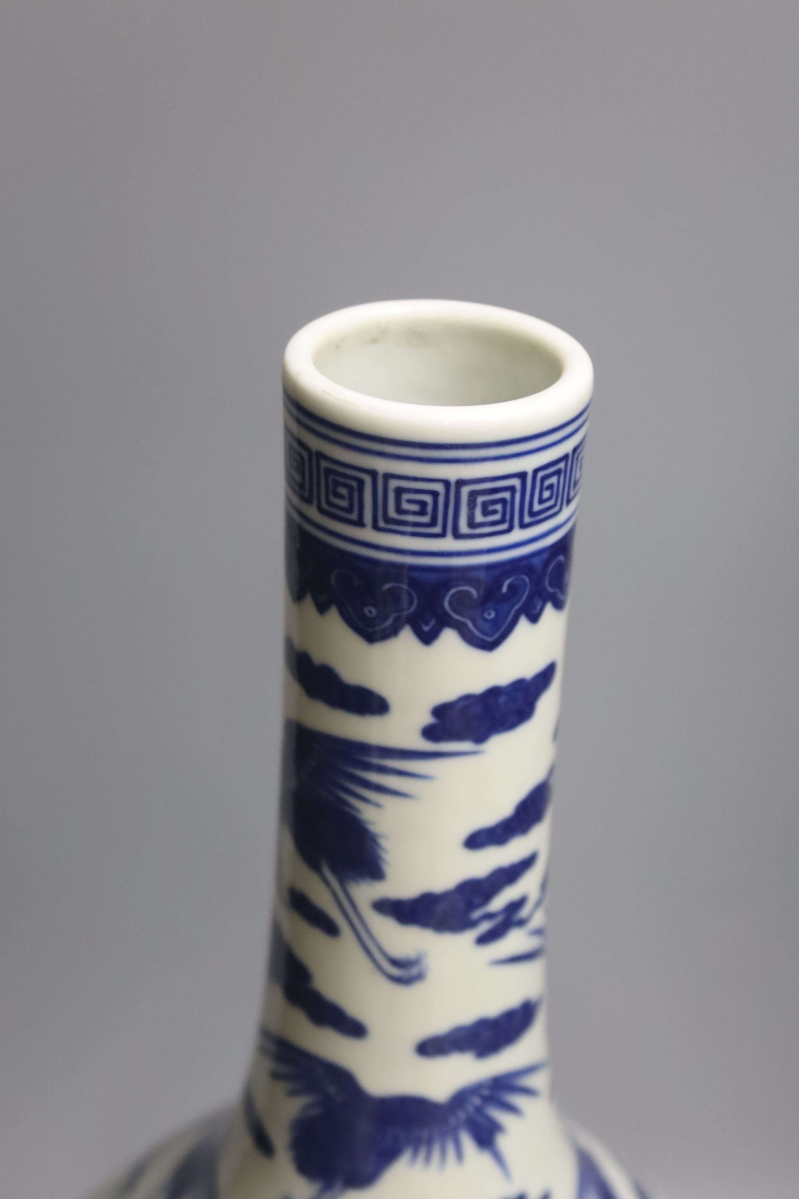 A large Chinese blue and white 'cranes' bottle vase, height 47cm